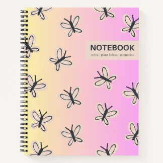 Yellow Pink Butterfells Notebook Notizbuch