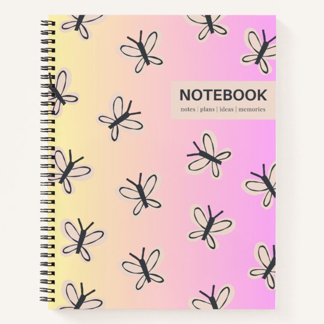Yellow Pink Butterfells Notebook Notizbuch (Vorderseite)