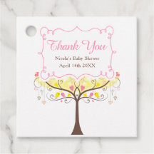 Yellow Pink Floral Bird Baby Dusche Vielen Dank