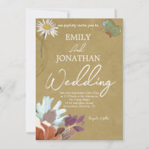 Yellow Pink Floral Watercolor Wedding