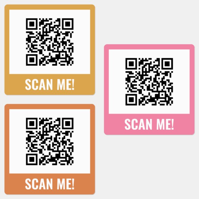 Yellow Pink Orange Scan Me! QR-Code Etiketten (Gruppe)