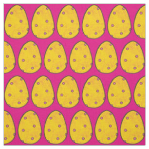 Yellow Pink Polka Dot Ostereier Jagd Springtime Stoff