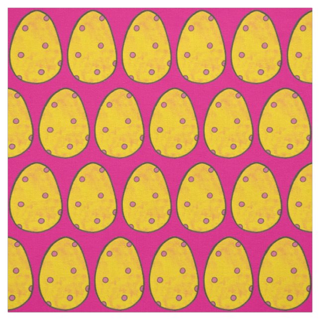 Yellow Pink Polka Dot Ostereier Jagd Springtime Stoff (Muster)