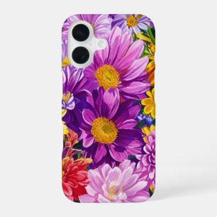 Yellow Pink Red Blue Green Garden Blume Muster iPhone 16 Hülle