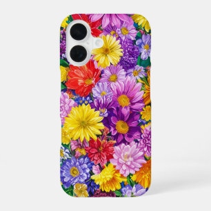 Yellow Pink Red Blue Green Garden Blume Muster iPhone 16 Hülle
