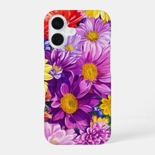 Yellow Pink Red Blue Green Garden Blume Muster iPhone 16 Hülle