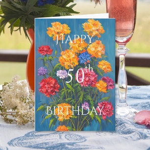 Yellow Pink Red Carnation Spring Bouquet Geburtsta Karte
