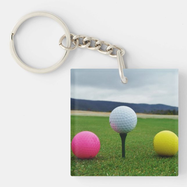 YELLOW, PINK UND WHITE Golf Balls Schlüsselanhänger (Vorderseite)