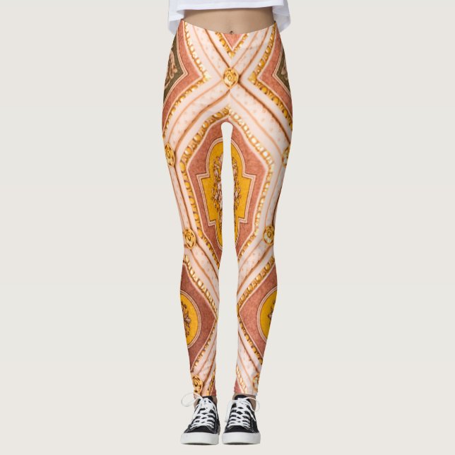 Yellow Pink Ungarische Architektur Leggings (Vorderseite)