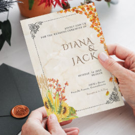 Yellow Pink Wildblume Garden Wedding Einladung