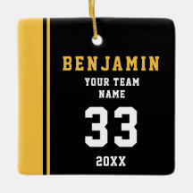 Yellow Player Name Number Team Sports