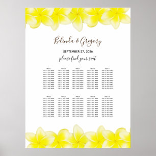Yellow Plumeria Frangipani Hochzeitsdiagramm Poster