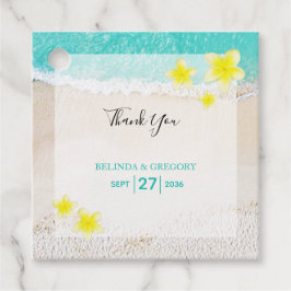 Yellow Plumeria Frangipani Tropical Beach Wedding Geschenkanhänger