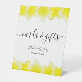 Yellow Plumeria Frangipani Wedding Cards & Gifts Sockelschild