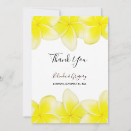 Yellow Plumeria Frangipani Wedding Dankeskarte