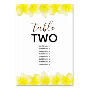 Yellow Plumeria Frangipani Wedding Guest Names Tischnummer
