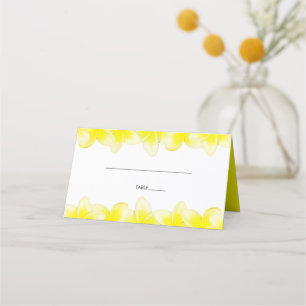 Yellow Plumeria Frangipani Wedding Platzkarte