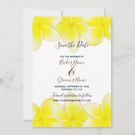 Yellow Plumeria Frangipani Wedding Save the Date