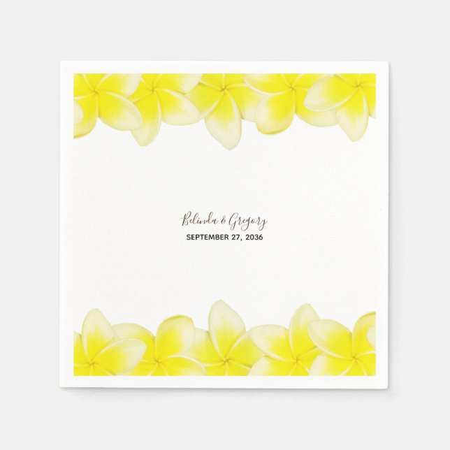 Yellow Plumeria Frangipani Wedding Serviette (Vorderseite)