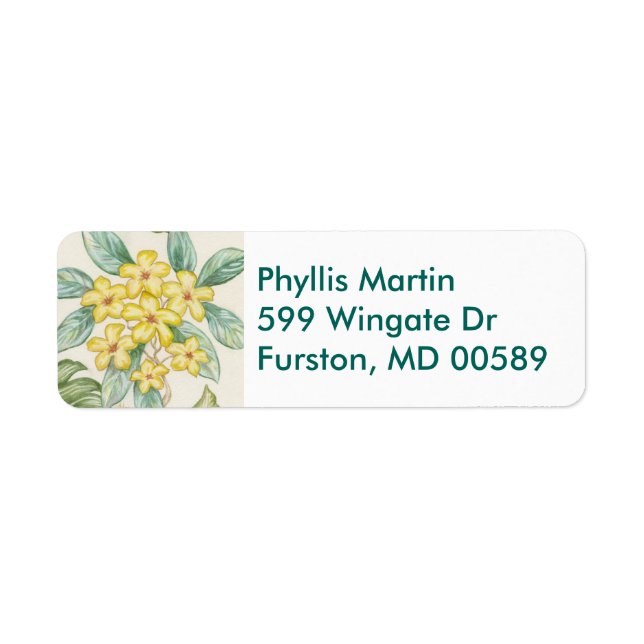 Yellow Plumeria return address label (Vorne)
