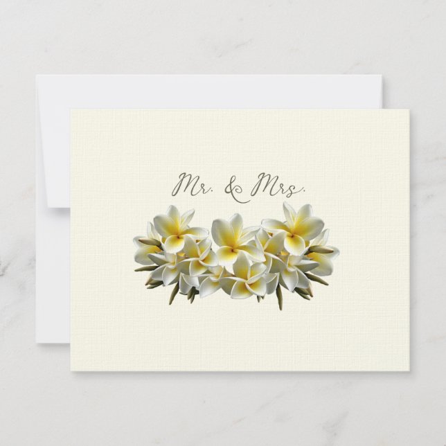 Yellow Plumeria Wedding Mr. and Mrs Blank Mitteilungskarte (Vorderseite)