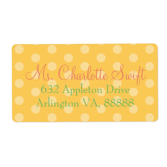 Yellow Polka Dot Baby Dusche Rücksendeadresse (Vorne)