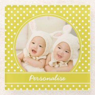 Yellow Polka Dot Custom Foto Personalize Glasuntersetzer