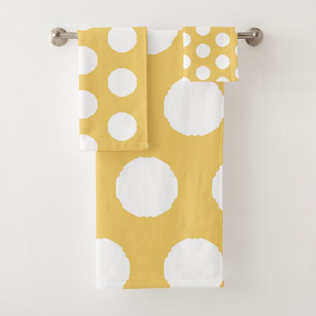 Yellow Polka Dot Design Badhandtuch Set (Insitu)