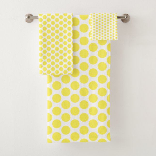 Yellow Polka Dot Design Badhandtuch Set (Insitu)