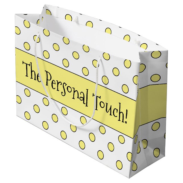 Yellow Polka Dot entworfen Große Geschenktüte (Rückseite Schrägansicht)