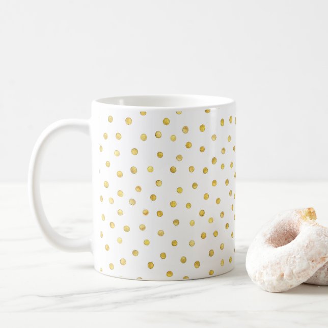 Yellow Polka dots Aquarellfarbe Klassische Tasse (Mit Donut)