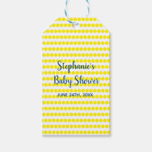 Yellow Polka Dots Blue White Baby Dusche Niedlich  Geschenkanhänger