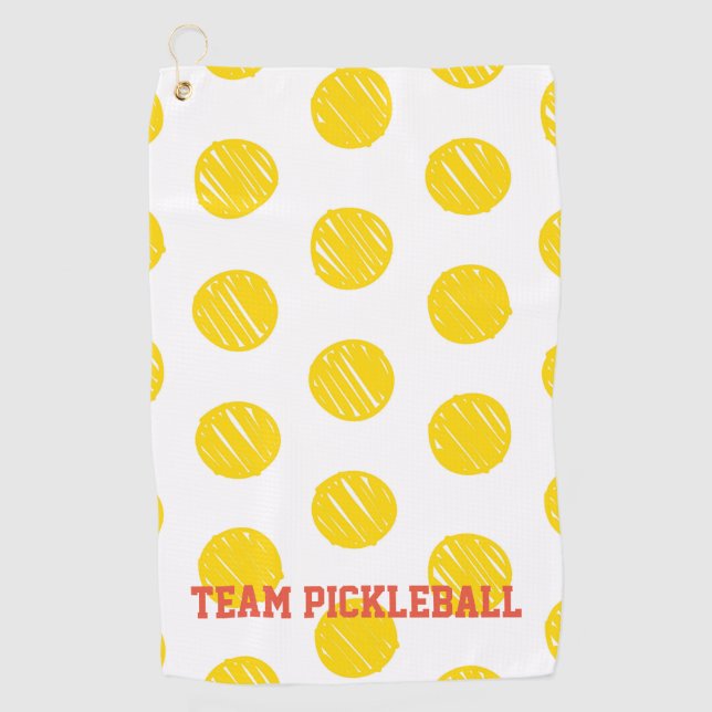 Yellow Polka Dots Orange Team Pickleball Sport Golfhandtuch (Vorderseite)
