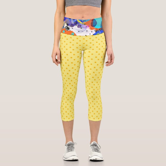 Yellow Polka dots RUPYDETEQUILA Capri Leggings (Vorderseite)