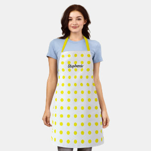 Yellow Polka Dots White Black Individuelle Name St Schürze