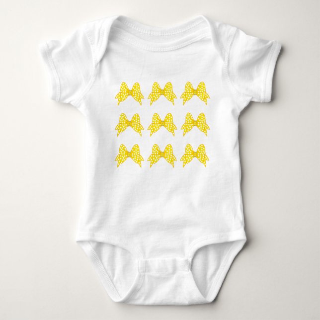 Yellow Polka Dow Bows Baby Bodysuit Baby Strampler (Vorderseite)