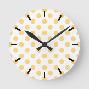 Yellow polkadots runde wanduhr
