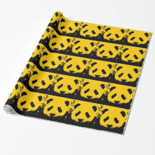 Yellow Pop Art Panda Weihnachtsgeschenk Umschlagpa Geschenkpapier