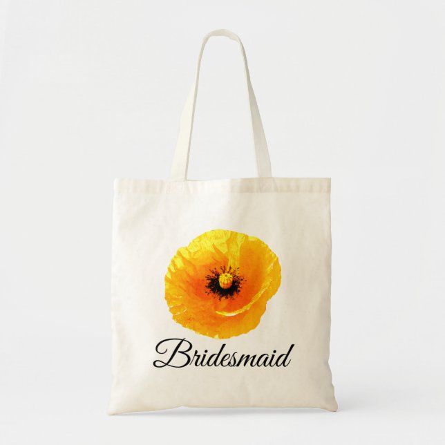 Yellow Poppy Abstrakte Blumenhochzeiten Bridesmaid Tragetasche (Vorne)