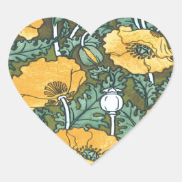 Yellow Poppy Herz-Aufkleber