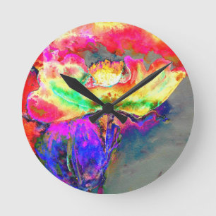 Yellow Poppy Runde Wanduhr