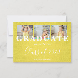 Yellow Pre-K Graduate Three Fotos Textile Texture