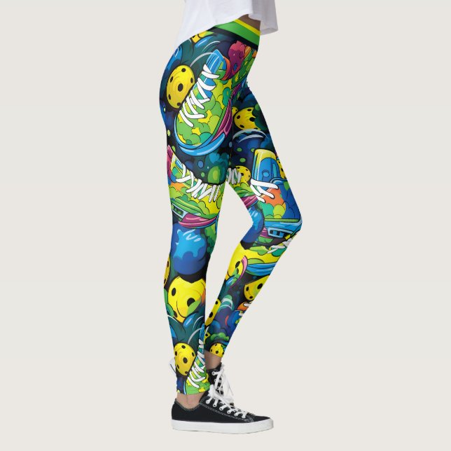 Yellow Psychedelic pickleballs Leggings (Rechts)