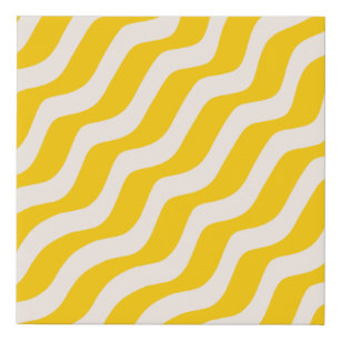 Yellow Psychedelic Stripes Retro Wavy Lines Künstlicher Leinwanddruck
