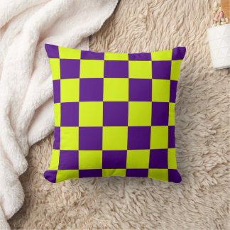Yellow Purple Checkerboard Pillow Kissen