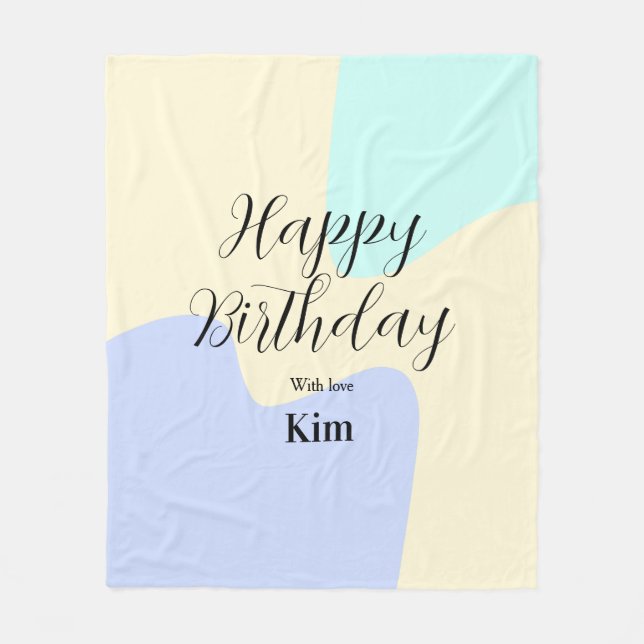 Yellow purple green happy birthday abstract pastel fleecedecke (Vorderseite)