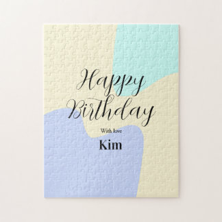 Yellow purple green happy birthday abstract pastel puzzle