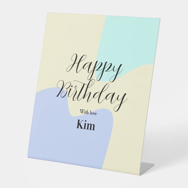 Yellow purple green happy birthday abstract pastel sockelschild (Vorderseite)