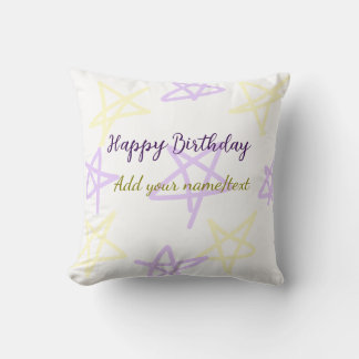 Yellow purple  happy birthday add name text simple kissen