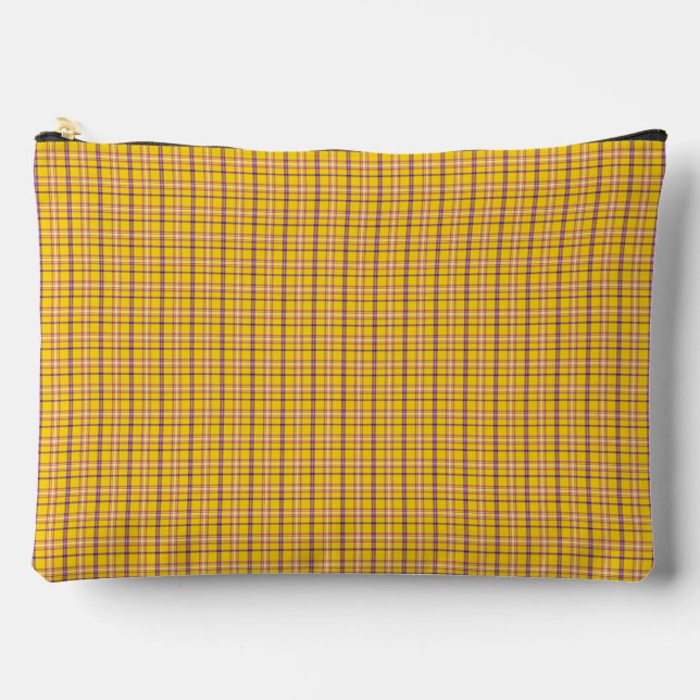 Yellow Purple Plaid Classic Pattern Modern Zubehörtasche (Vorderseite)
